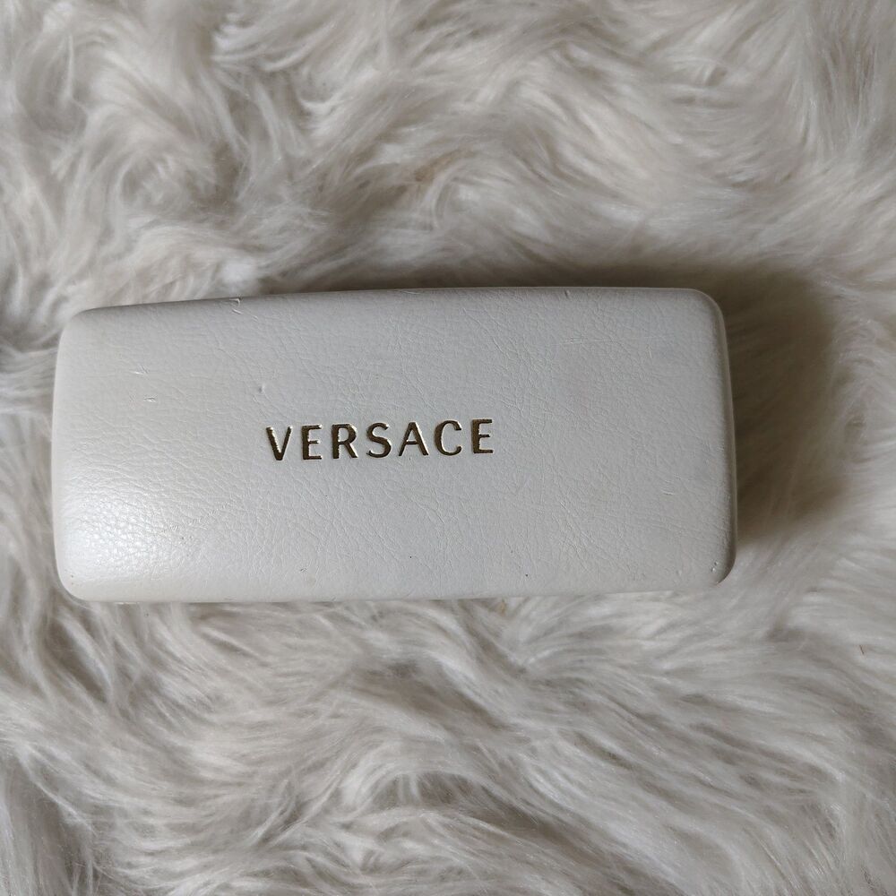 Versace Ivory Leather Sunglasses/Glasses Hinged Hard Case